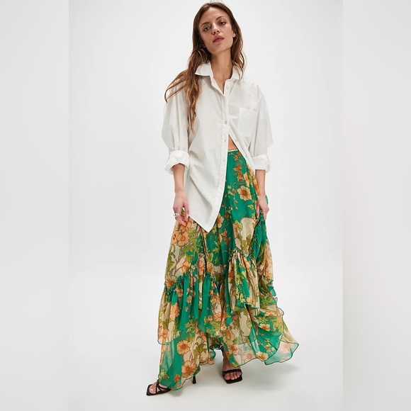 Free People Palermo Villa Chiffon Maxi Skirt - Picture 2 of 5